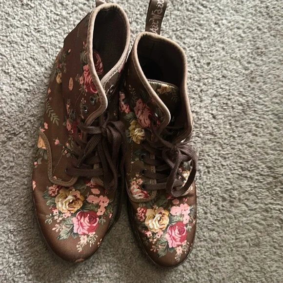Dr. Martens Brown Floral High-Top Sneakers - Picture 3 of 6